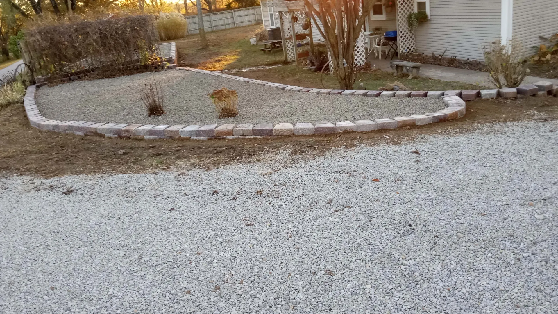 Stone tree circle with gravel surround